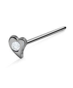 Stone Heart Shaped S316L Straight Nose Stud SSNSKA-200